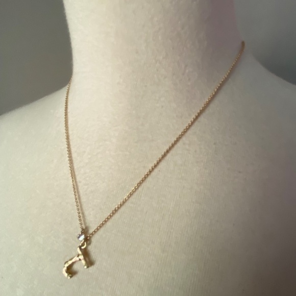 Anthropologie  Petite Bamboo Monogram Pendant Necklace J - Picture 2 of 7
